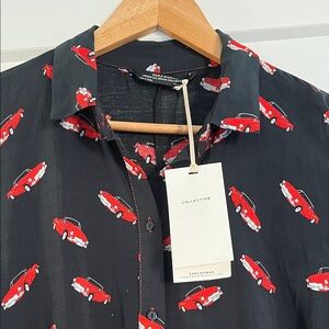 Zara Black Dress with Red Corvette Pattern